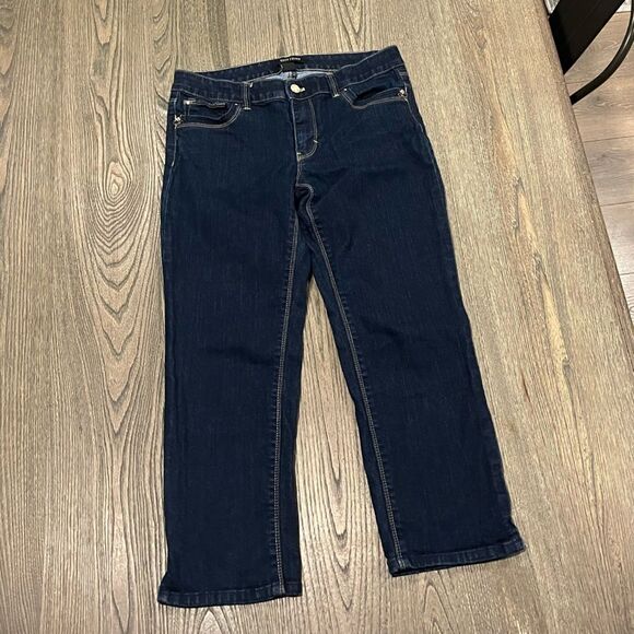 White House Black Market Straight Leg Jeans Cropped High Rise Dark Wash Size 4 - Picture 1 of 11